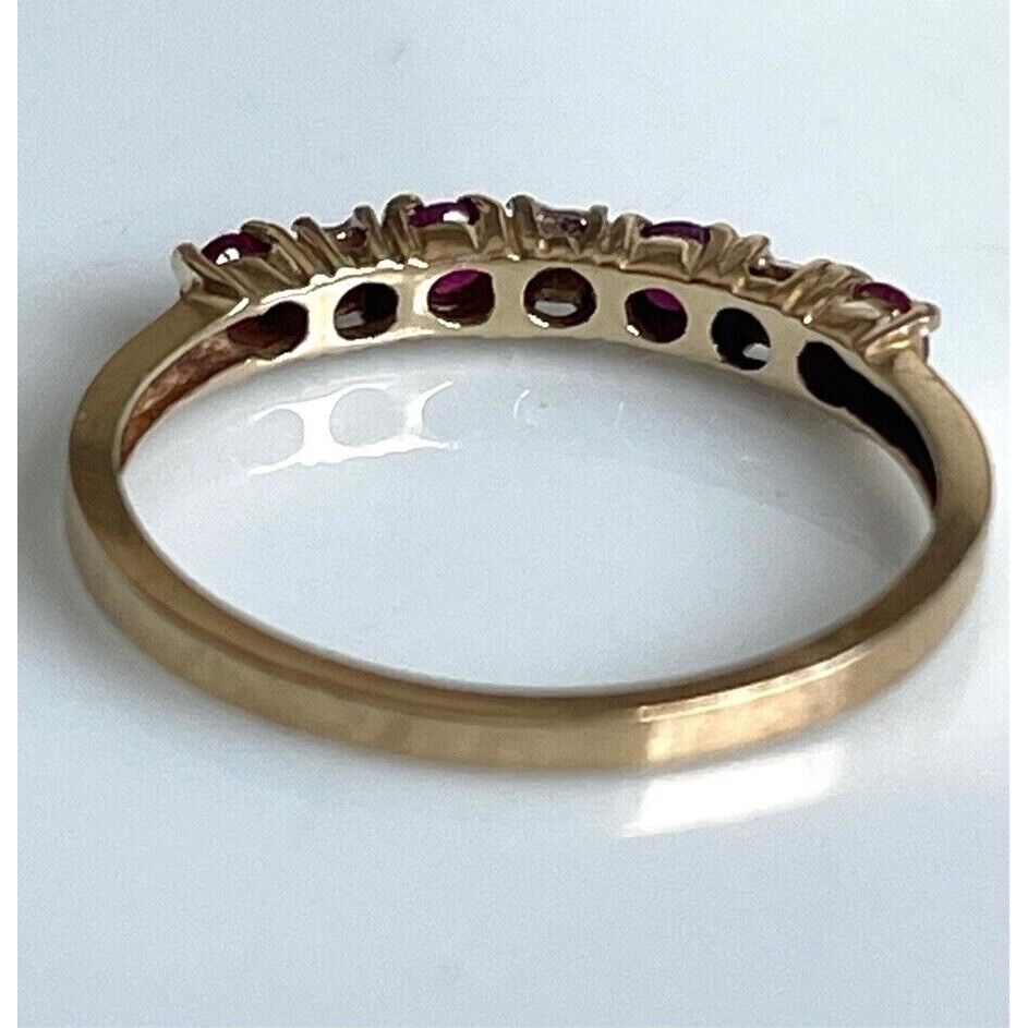 YELLOW GOLD  PINK TOPAZ AND DIAMOND BAND RING SIZE 6.5 SKY