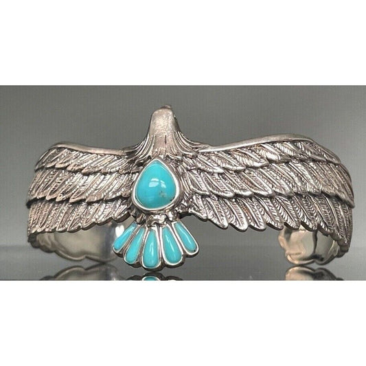 BBJ 925 STERLING SILVER  AND TURQUOISE EAGLE BRACELET SKY