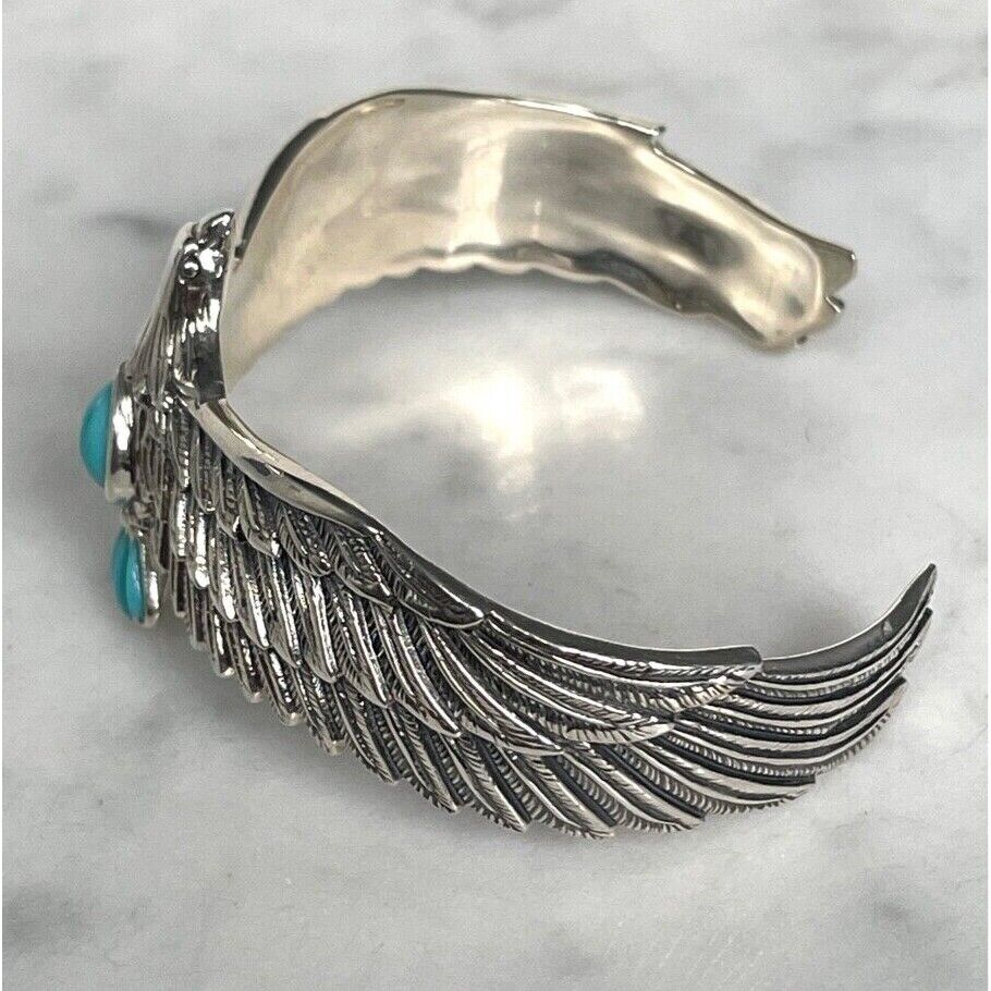 BBJ 925 STERLING SILVER  AND TURQUOISE EAGLE BRACELET SKY