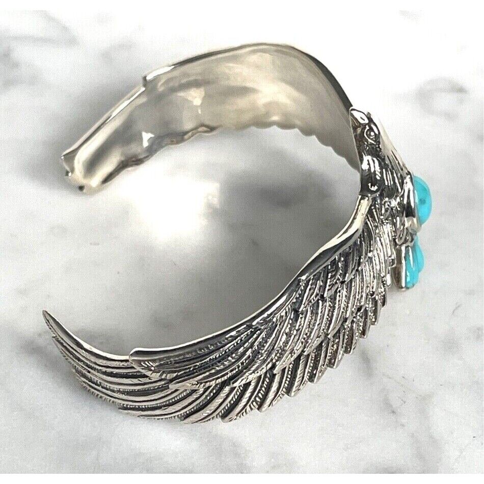 BBJ 925 STERLING SILVER  AND TURQUOISE EAGLE BRACELET SKY