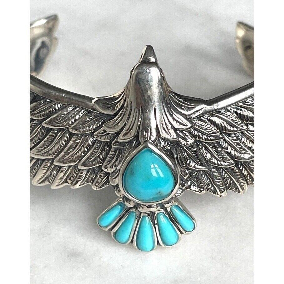 BBJ 925 STERLING SILVER  AND TURQUOISE EAGLE BRACELET SKY