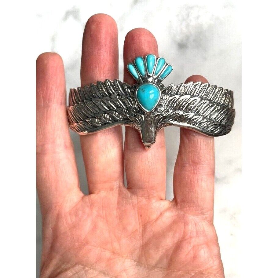 BBJ 925 STERLING SILVER  AND TURQUOISE EAGLE BRACELET SKY