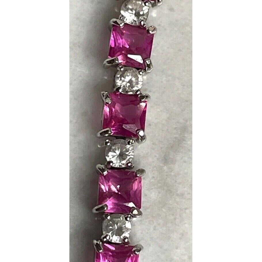 925 STERLING SILVER LAB-CREATED RUBY AND CZ TENIS  BRACELET SKY