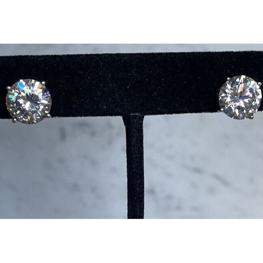 925 STERLING SILVER  AND 14 CARAT SIMULATED DIAMONDS STUD EARRINGS SKY