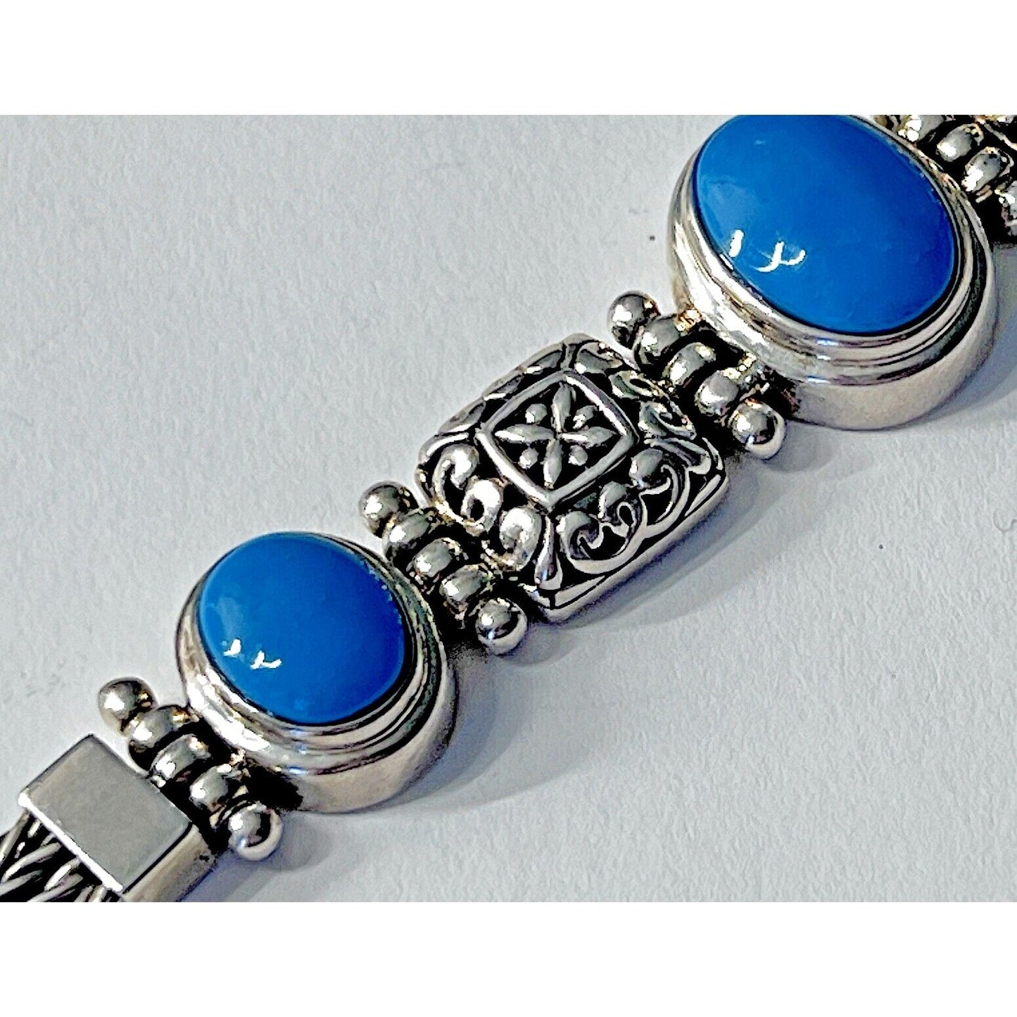 ORNATE 925 ATERLING SILVER AND TURGUOISE BRACELET SKY