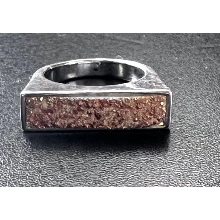 GEMS EN VOGUE 925 STERLING SILVER AND PYRITE RING SIZE 6.75 SKY