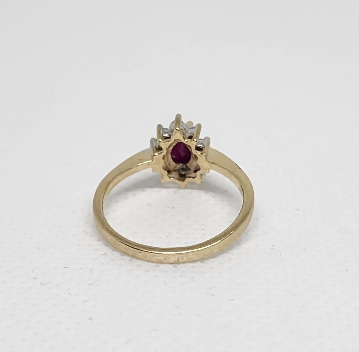 10K YELLOW GOLD RUBY & DIAMONDS RING  SIZE 4