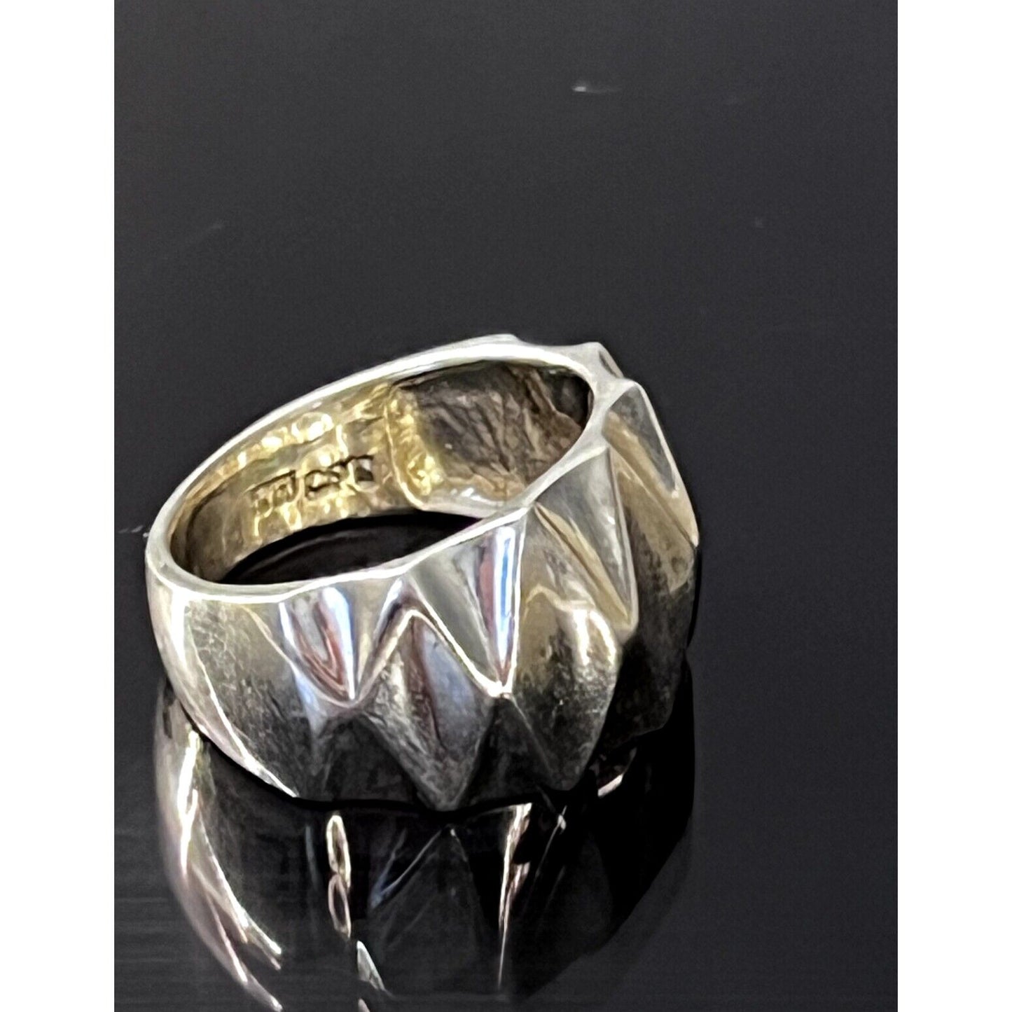 925 STERLING SILVER GEOMETRIC DESIGN BAND RING SIZE 8 SKY