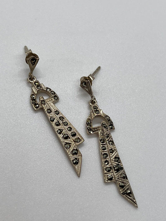 925 STERLING SILVER & MARCASITE EARRINGS