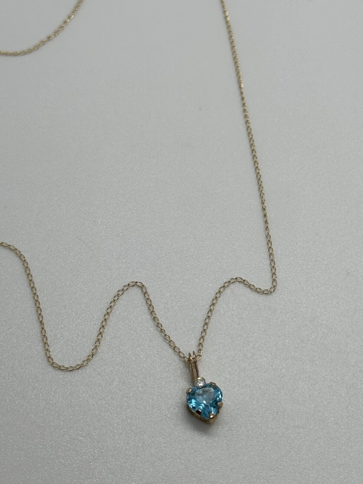 10K YELLOW GOLD NECKLACE TOPAZ & DIAMOND HEART