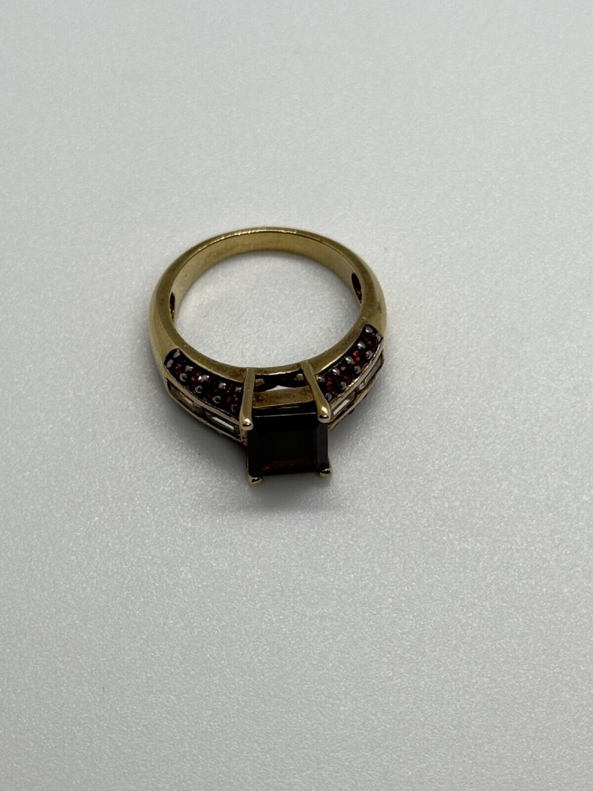 925 STERLING SILVER GOLD PLATED GARNET & GOSHENITE RING SIZE 6