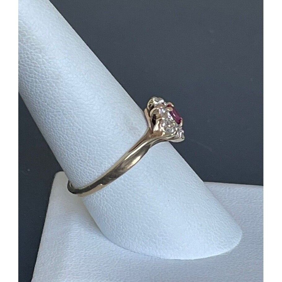 YELLOW GOLD  RUBY AND DIAMOND RING SIZE 8.75 SKY