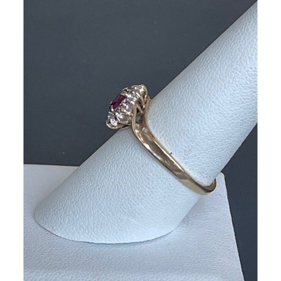 YELLOW GOLD  RUBY AND DIAMOND RING SIZE 8.75 SKY