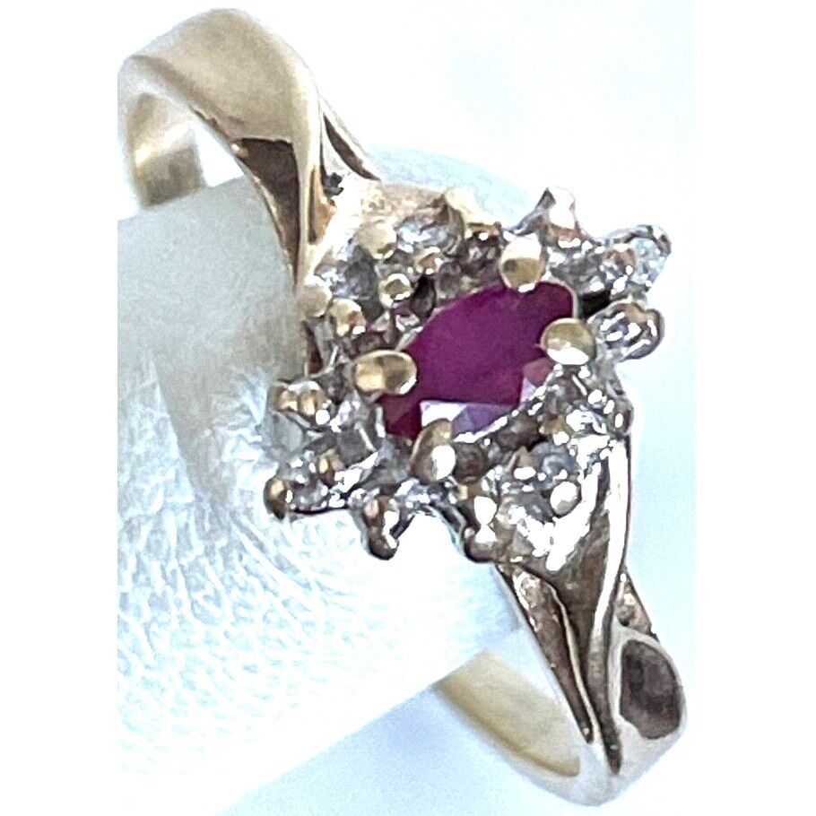 YELLOW GOLD  RUBY AND DIAMOND RING SIZE 8.75 SKY