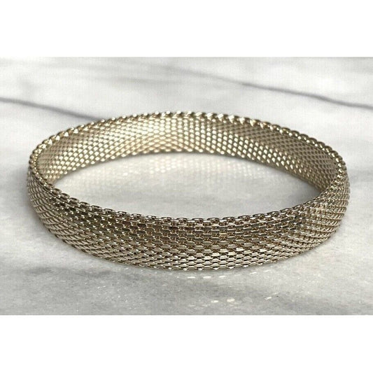 925 STERLING SILVER FLEX MESH BANGLE BRACELET SKY