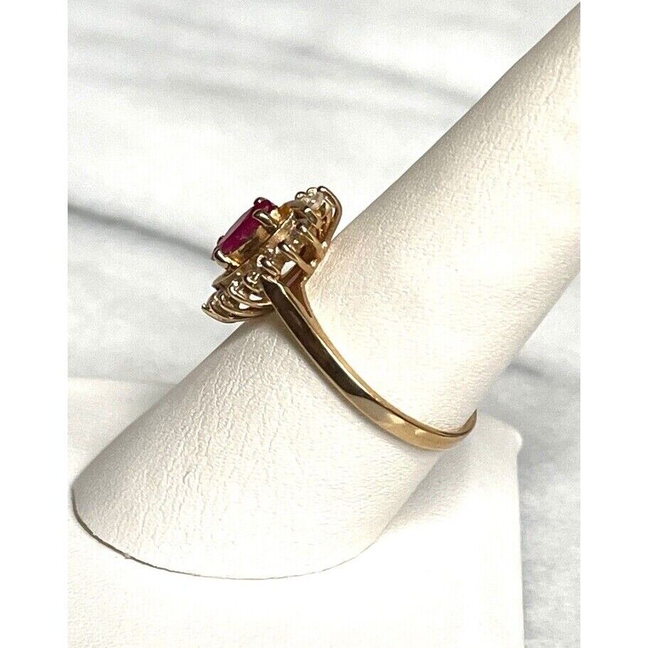 YELLOW GOLD PINK AND COLORLESS TOPAZ COCKTAIL RING SIZE 8 SKY