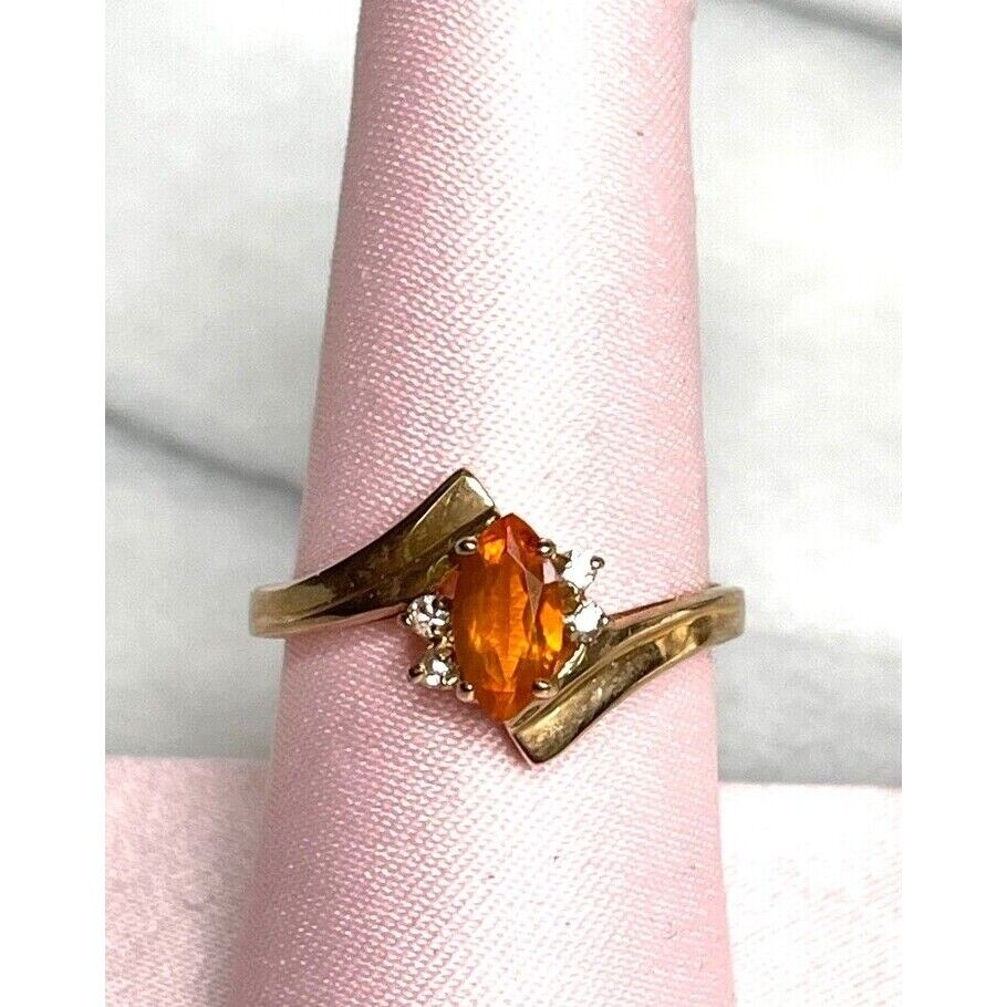 YELLOW GOLD CITRINE AND DIAMONDBYPASS DESIGN RING SIZE 8 SKY