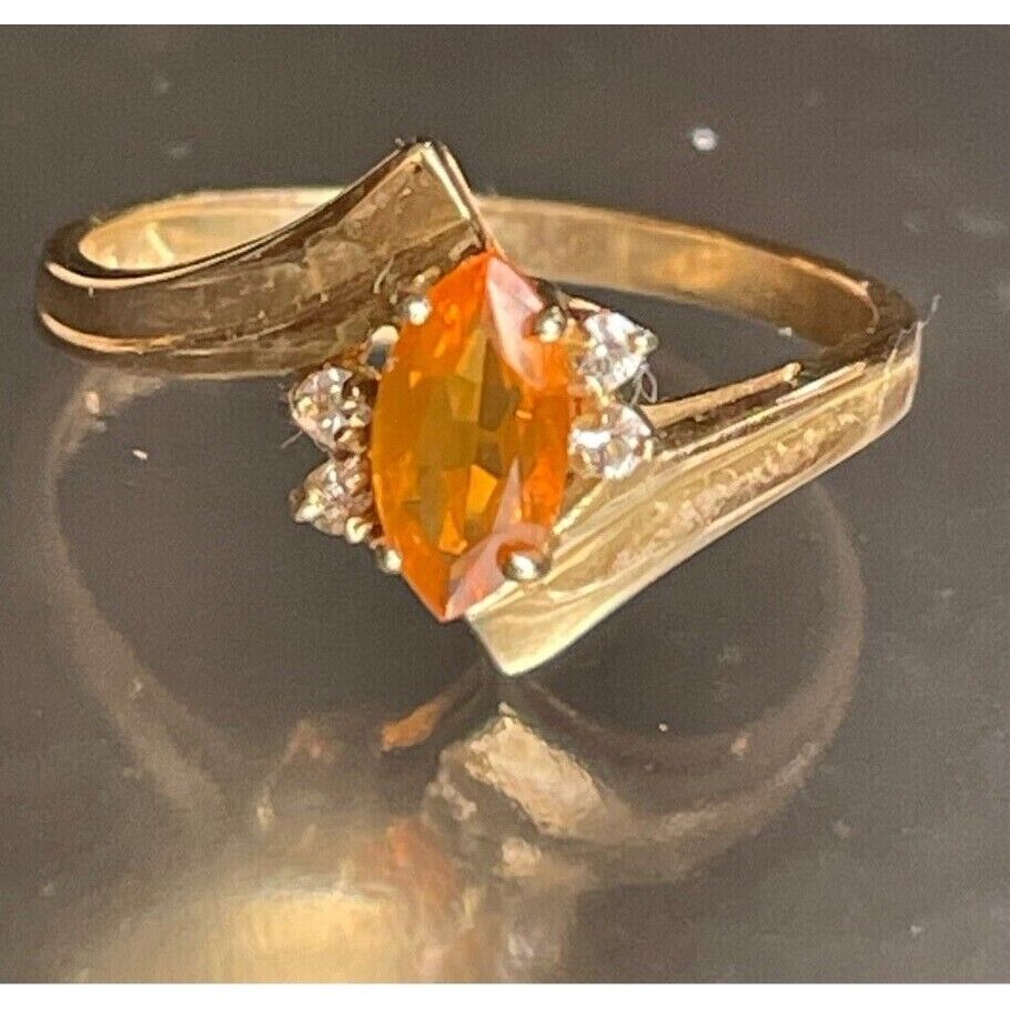 YELLOW GOLD CITRINE AND DIAMONDBYPASS DESIGN RING SIZE 8 SKY