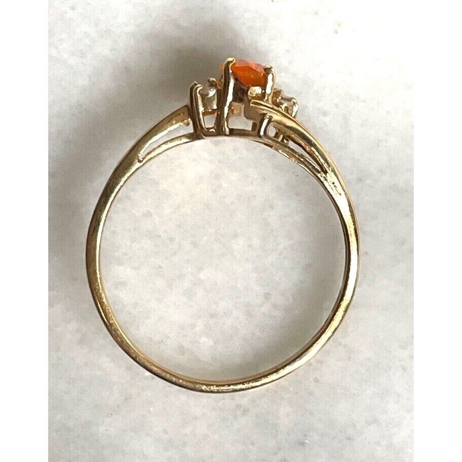 YELLOW GOLD CITRINE AND DIAMONDBYPASS DESIGN RING SIZE 8 SKY