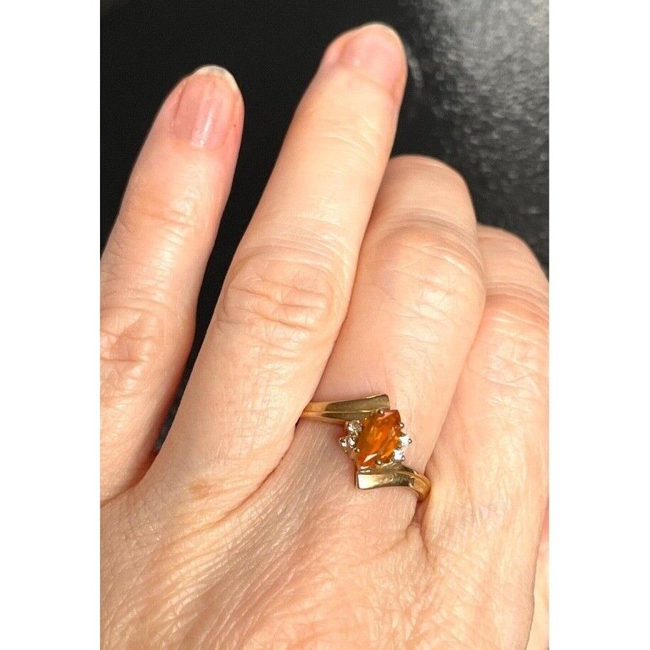 YELLOW GOLD CITRINE AND DIAMONDBYPASS DESIGN RING SIZE 8 SKY