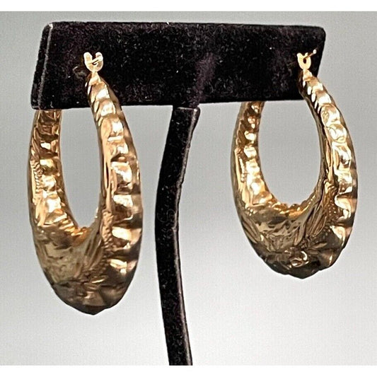 14K YELLOW GOLD OVAL HOOP EARRINGS SKY