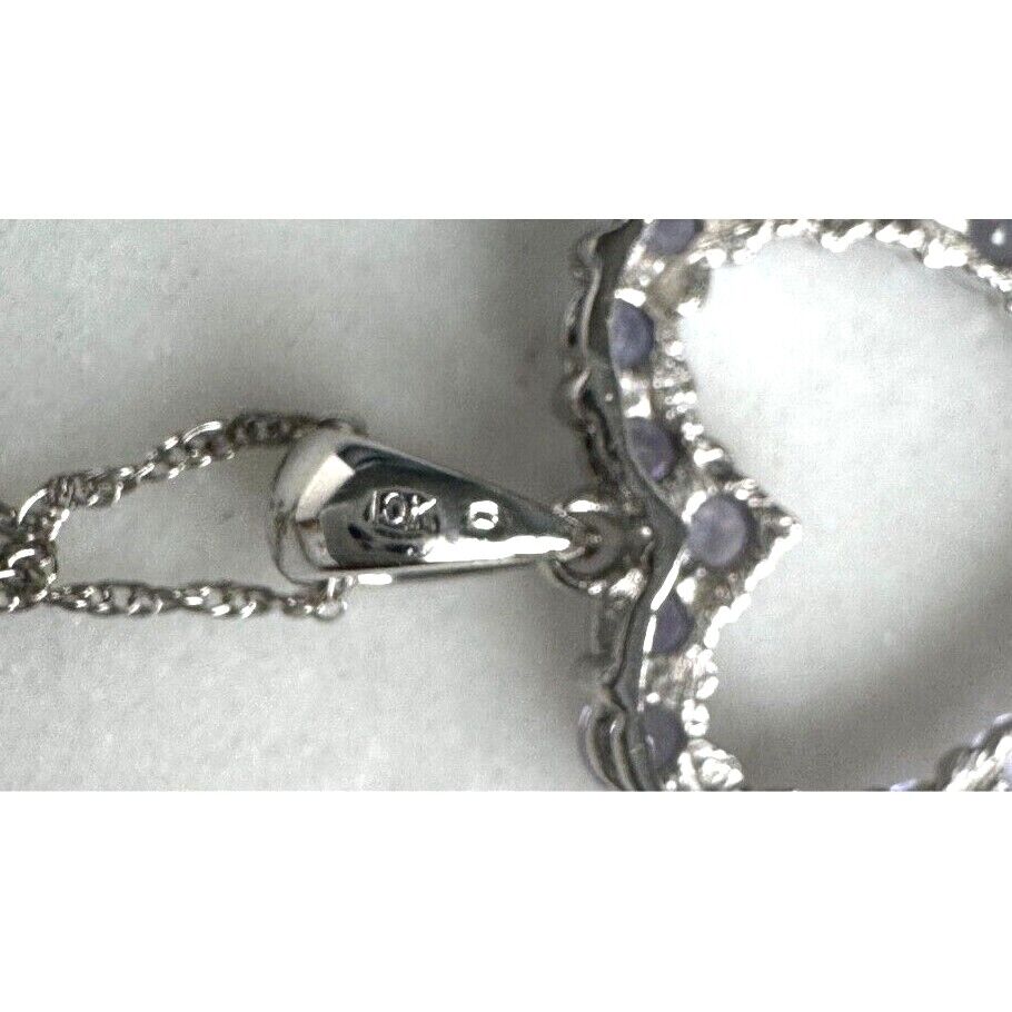 WHITE GOLD AND TANZANITE AND DIAMOND HEART PENDANT NECKLACE SKY