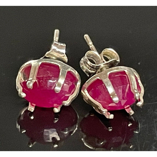 925 STERLING SILVER AND PINK TOPAZ STUD EARRINGS SKY