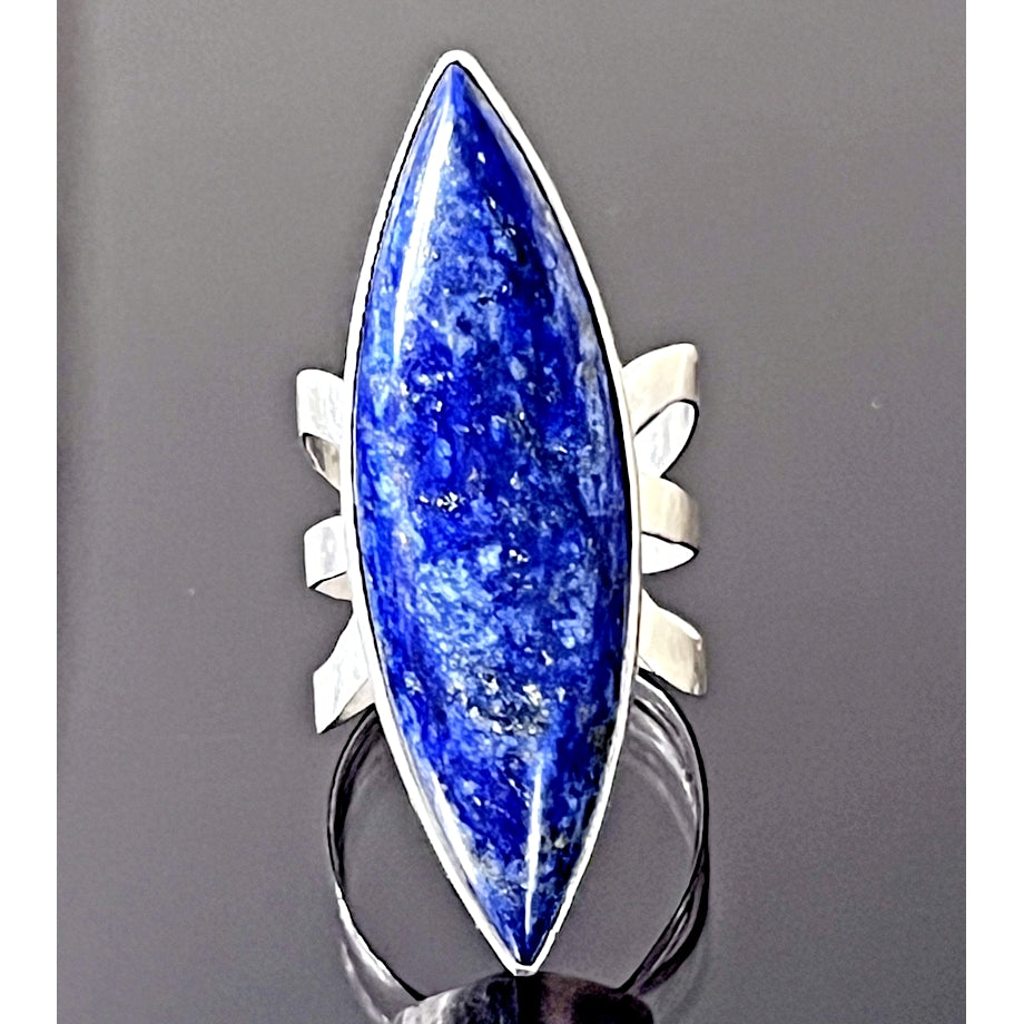 925 STERLING SILVER AND LAPIS LAZULII FULL FINGER SIZE 6.5 SKY