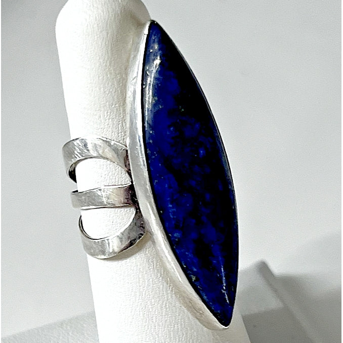 925 STERLING SILVER AND LAPIS LAZULII FULL FINGER SIZE 6.5 SKY