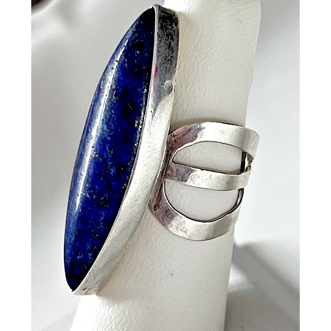 925 STERLING SILVER AND LAPIS LAZULII FULL FINGER SIZE 6.5 SKY