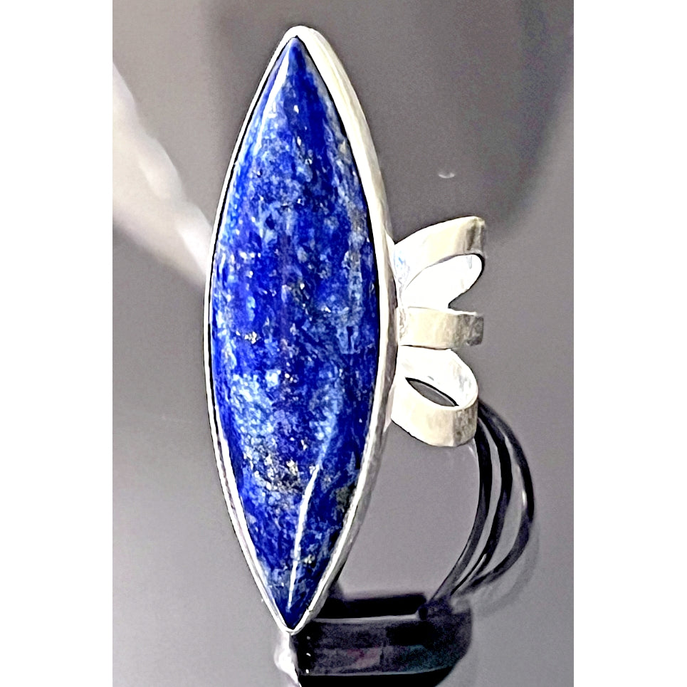 925 STERLING SILVER AND LAPIS LAZULII FULL FINGER SIZE 6.5 SKY