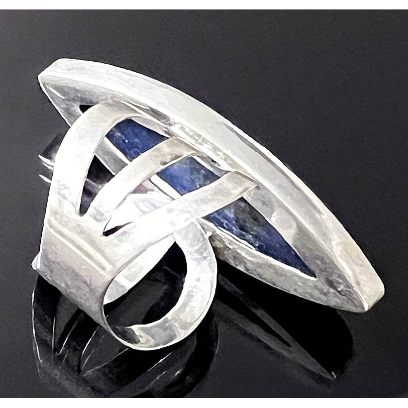 925 STERLING SILVER AND LAPIS LAZULII FULL FINGER SIZE 6.5 SKY