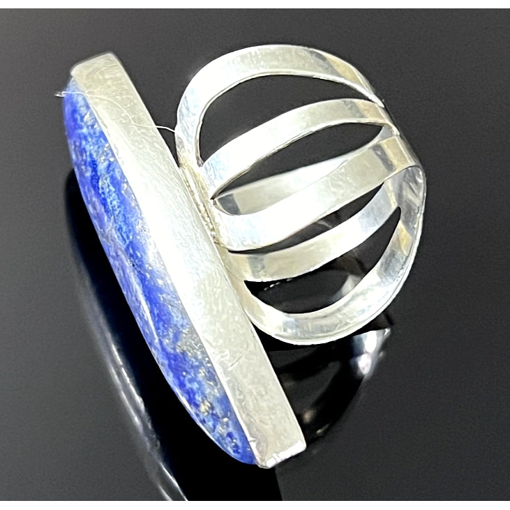 925 STERLING SILVER AND LAPIS LAZULII FULL FINGER SIZE 6.5 SKY