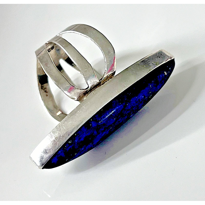 925 STERLING SILVER AND LAPIS LAZULII FULL FINGER SIZE 6.5 SKY