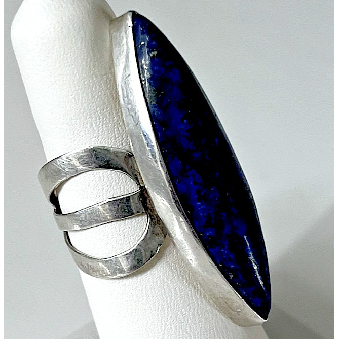 925 STERLING SILVER AND LAPIS LAZULII FULL FINGER SIZE 6.5 SKY