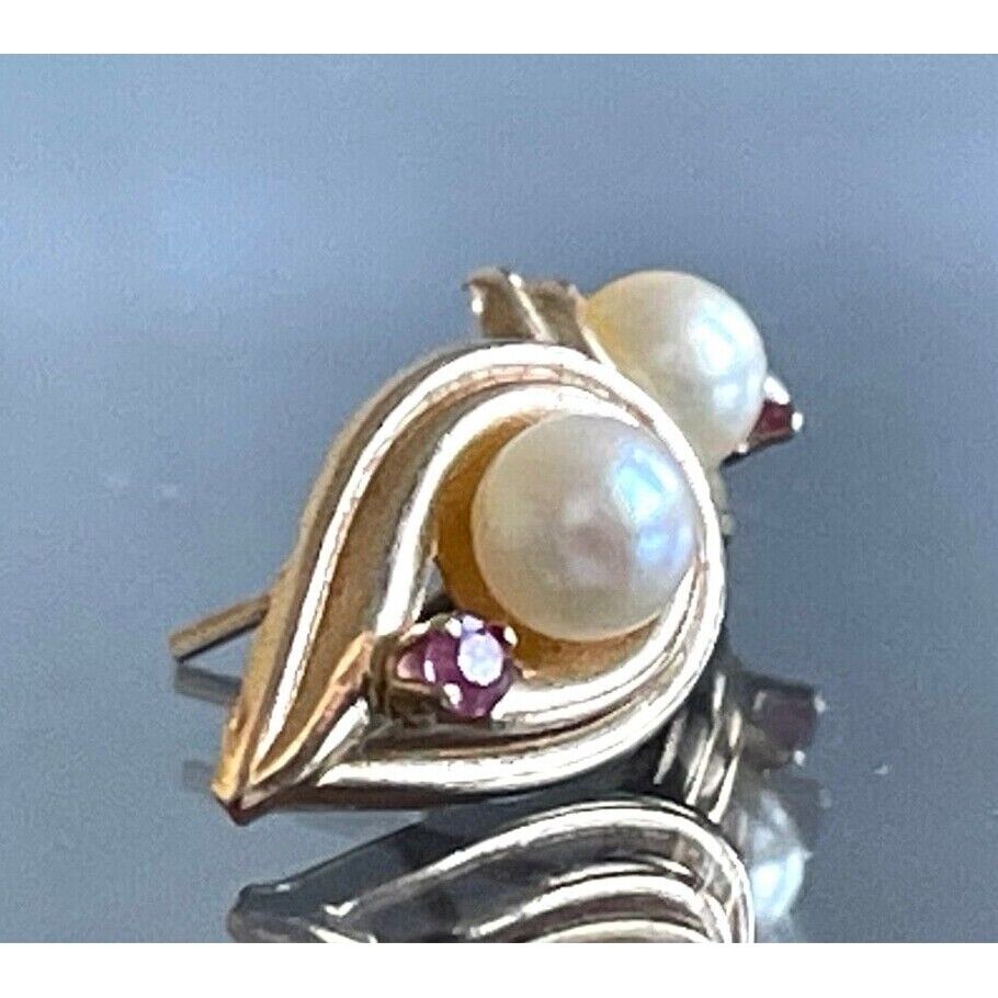 14K YELLOW GOLD PEARL AND PINK TOPAZ STUD EARRINGS SKY