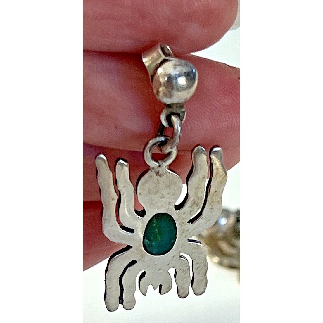 950 STERLING SILVER AND MALACHITE SPIDER EARRINGS SKY