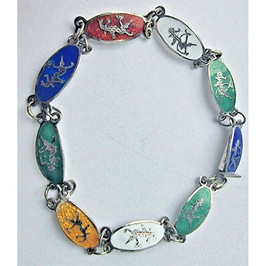 925 STERLING SILVER MULTI-COLORED ENAMEL BRACELET SKY