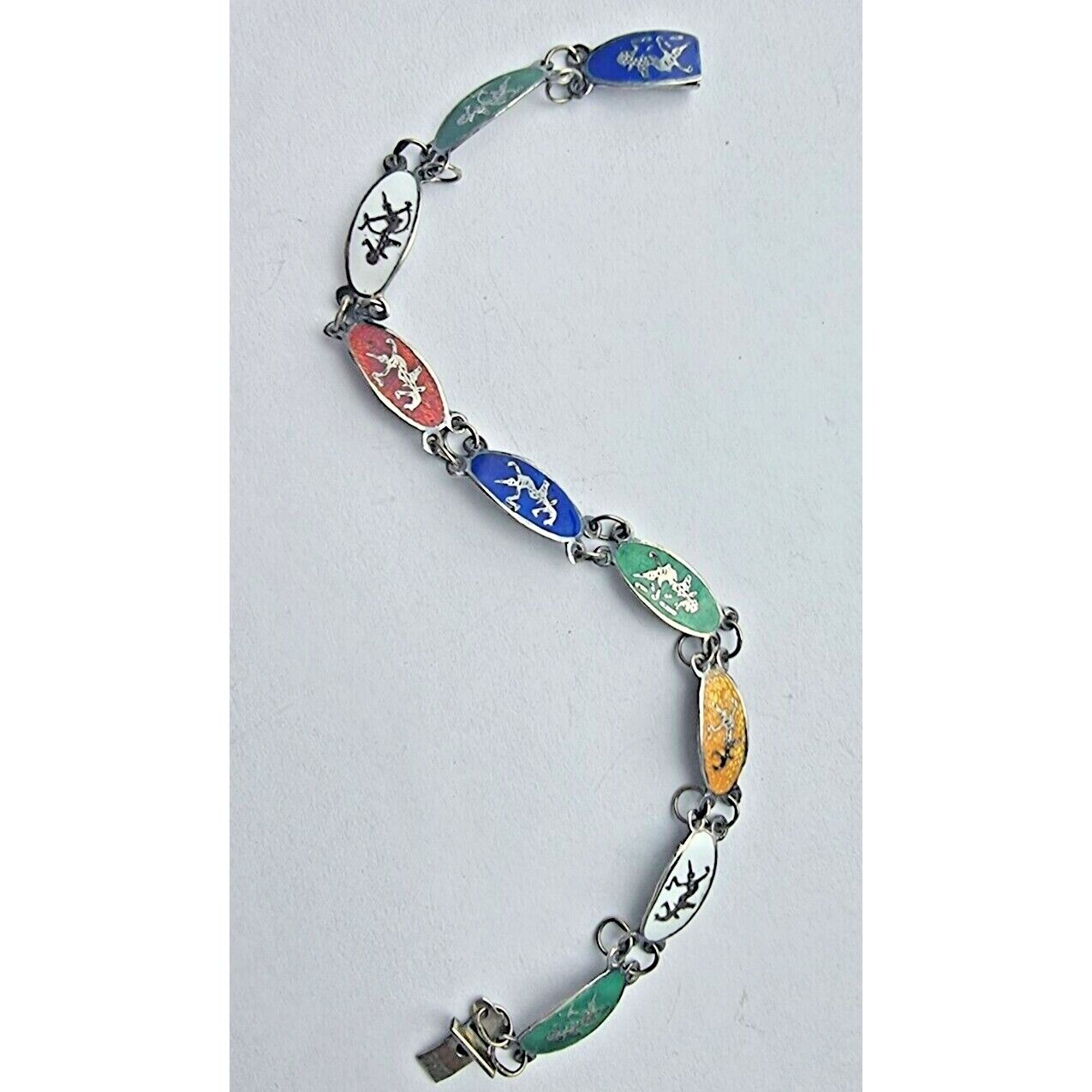 925 STERLING SILVER MULTI-COLORED ENAMEL BRACELET SKY