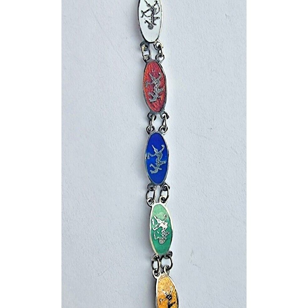 925 STERLING SILVER MULTI-COLORED ENAMEL BRACELET SKY