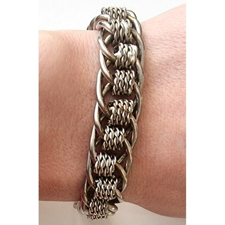 925 STERLING SILVER FANCY WEAVE BRACELET SKY