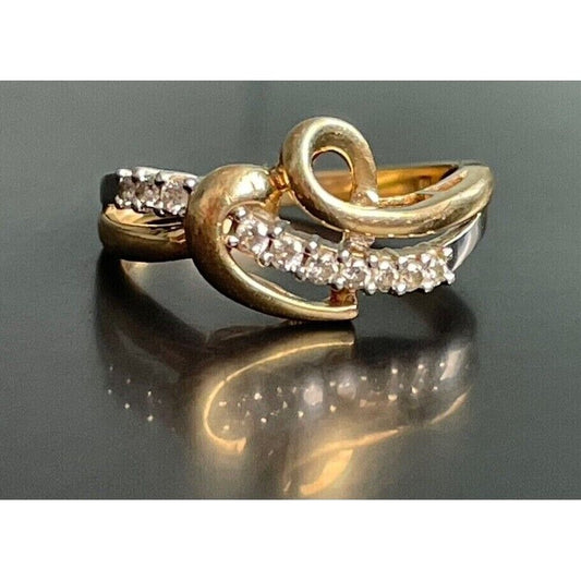 YELLOW GOLD AND DIAMOND STYLIZED HEART RING SIZE 6.75 SKY