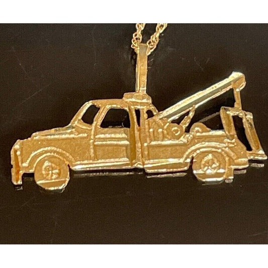 14K YELLOW GOLD  TOW TRACK PENDANT NECKLACE SKY