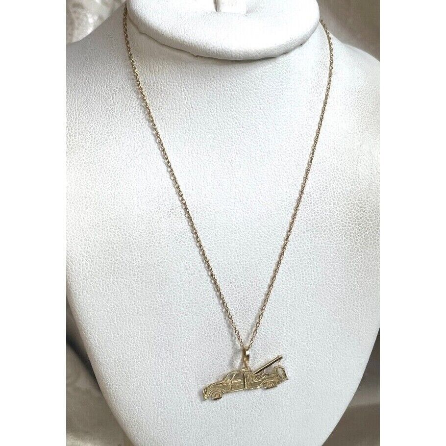 14K YELLOW GOLD  TOW TRACK PENDANT NECKLACE SKY