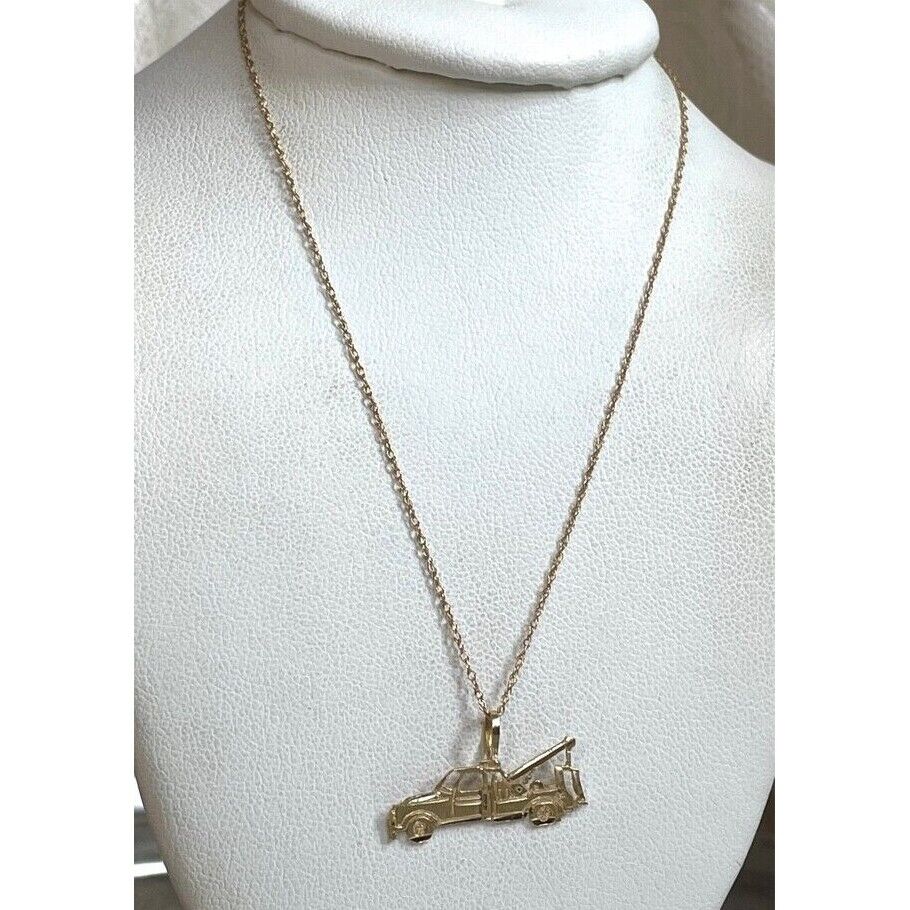 14K YELLOW GOLD  TOW TRACK PENDANT NECKLACE SKY