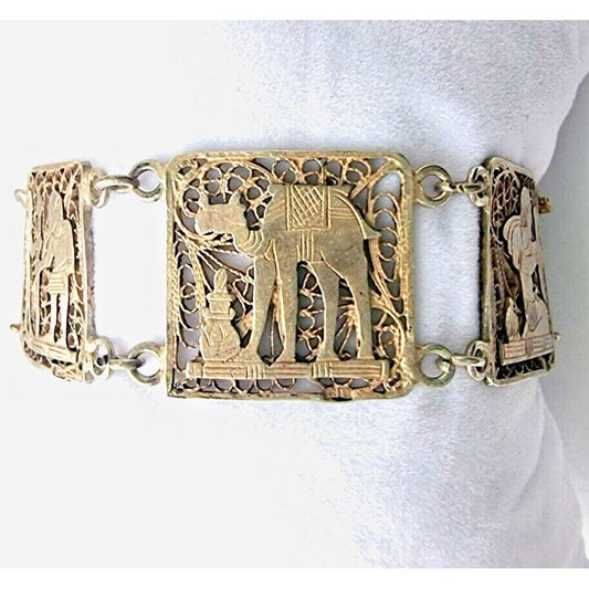 925 STERLING SILVER FILIGREE EGYPTIAN REVIVAL GANRE BRACELET SKY