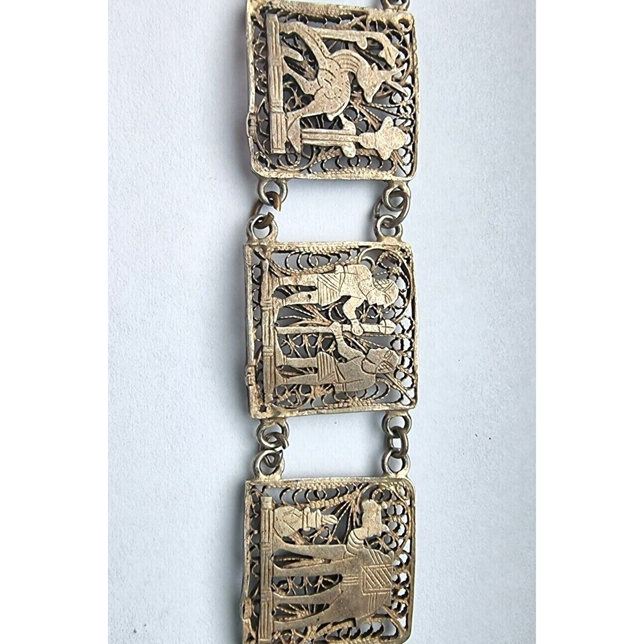 925 STERLING SILVER FILIGREE EGYPTIAN REVIVAL GANRE BRACELET SKY