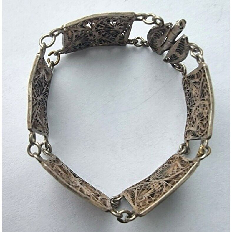 925 STERLING SILVER FILIGREE EGYPTIAN REVIVAL GANRE BRACELET SKY