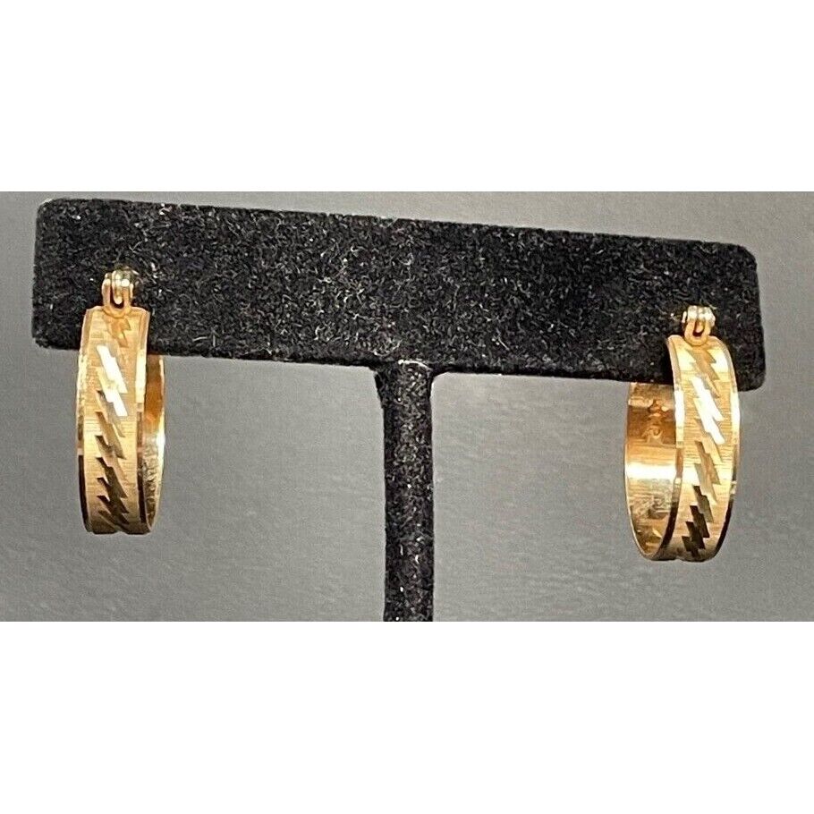 14K BRIGHT CUT YELLOW GOLD  HOOP  EARRINGS SKY