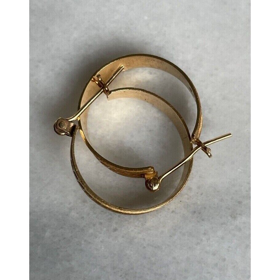 14K BRIGHT CUT YELLOW GOLD  HOOP  EARRINGS SKY